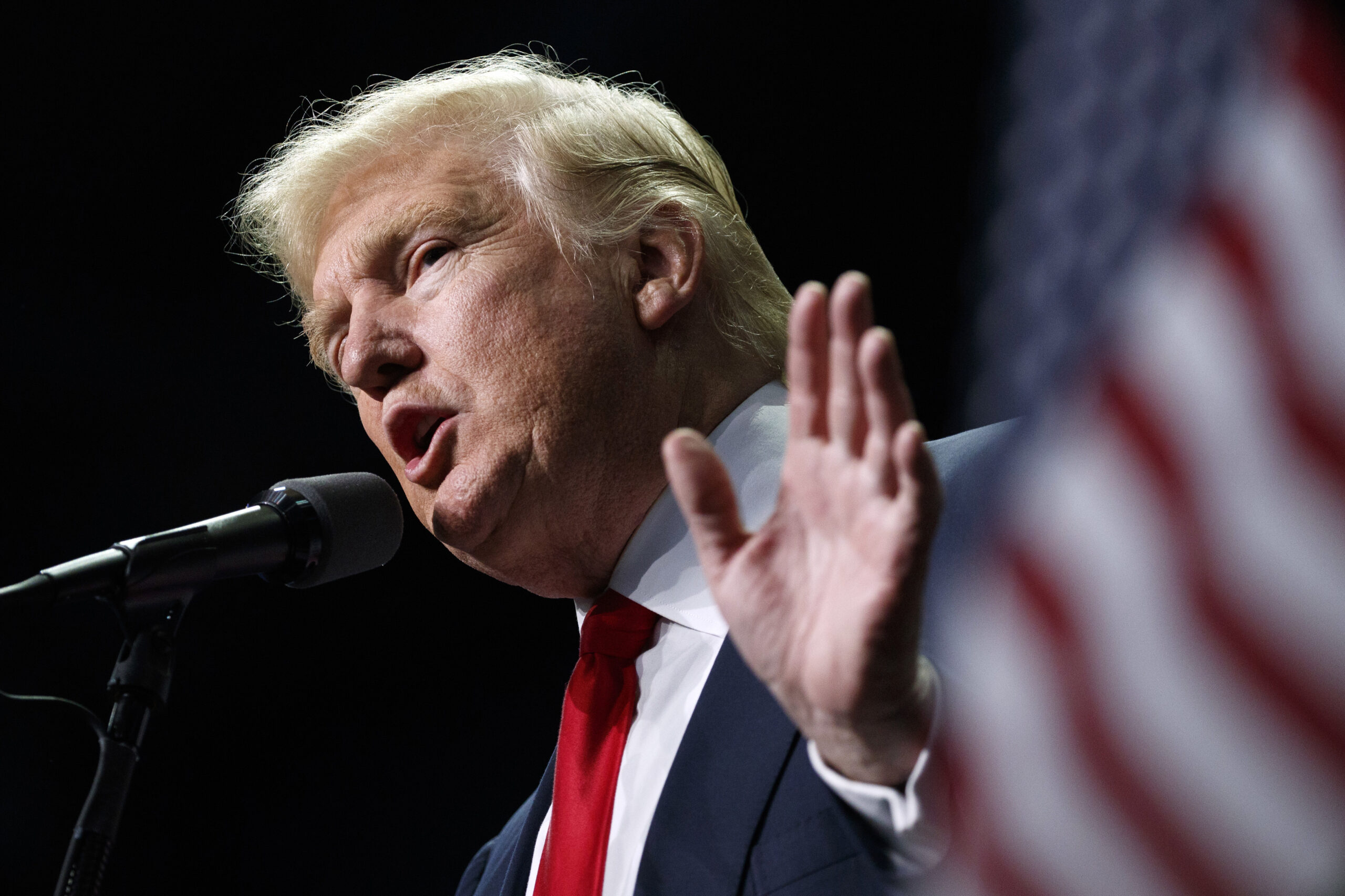 FILE - In this Nov. 4, 2016, file photo, Donald Trump speaks in Hershey, Pa. President-elect Trump holds stock in the company building the disputed Dakota Access oil pipeline, and pipeline opponents warn that Trump’s investments could undercut any decision he makes on the $3.8 billion project as president. (AP Photo/ Evan Vucci, File) (AP)