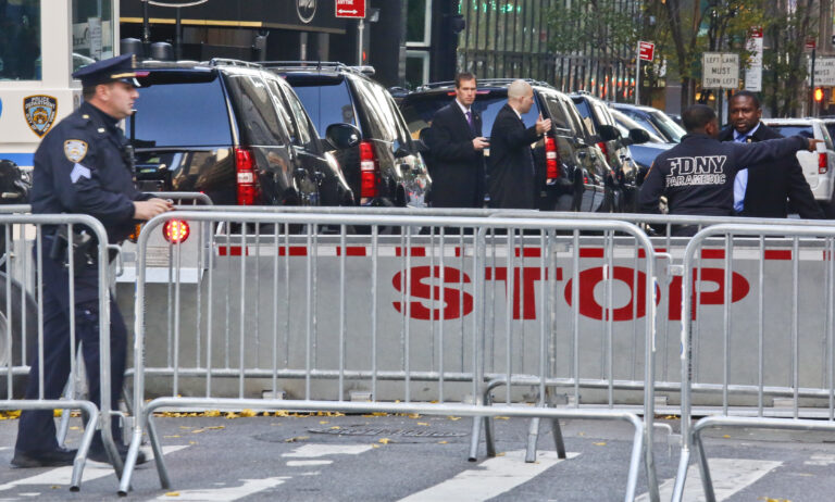 Secret Service security vehicles gather outside Trump Tower, Friday Nov. 18, 2016, in New York. (AP)