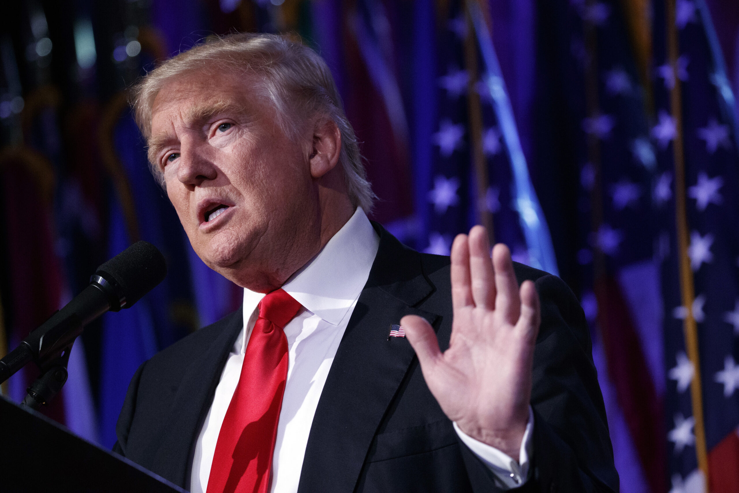 In this Nov. 9, 2016, photo, President-elect Donald Trump speaks during a rally in New York. (AP)