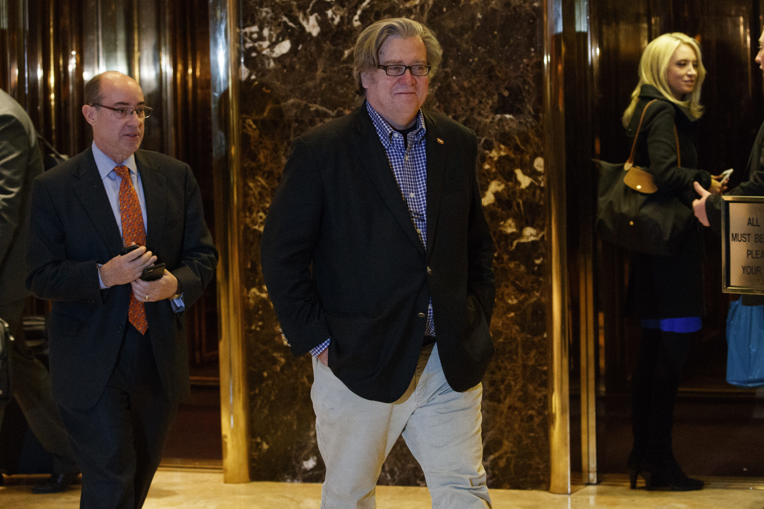 Steve Bannon, campaign CEO for President-elect Donald Trump, leaves Trump Tower, Friday, Nov. 11, 2016, in New York. (AP)