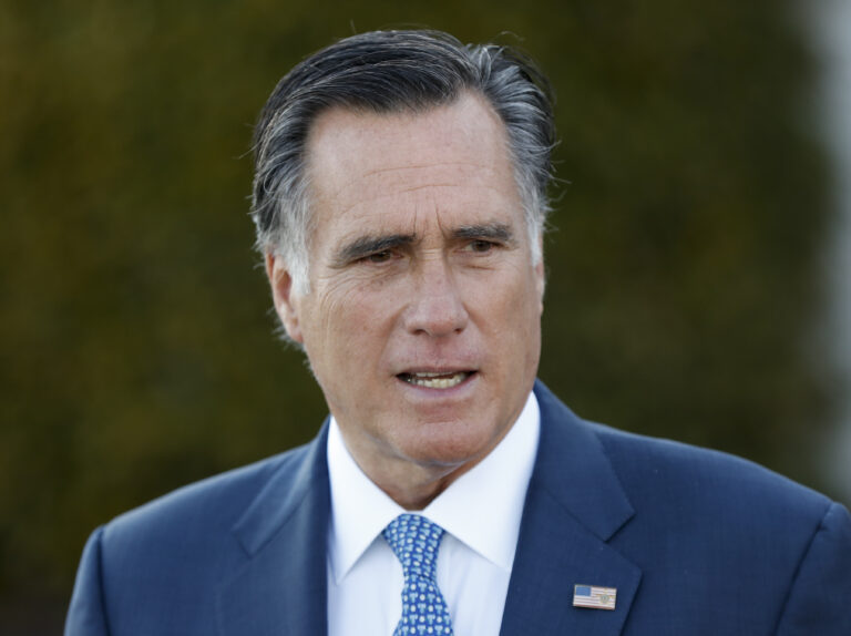 Mitt Romney talks to media after meeting with President-elect Donald Trump at Trump National Golf Club Bedminster in Bedminster, N.J. (AP)