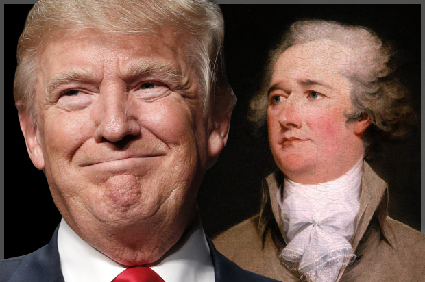 Donald Trump; Alexander Hamilton (Getty/Jeff Kowalsky/Wikimedia/Salon)