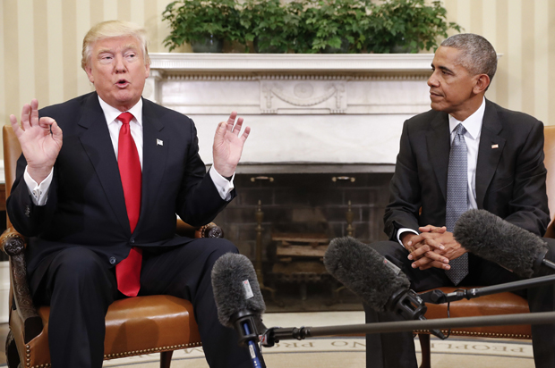 Barack Obama and Donald Trump meet in the Oval Office, Nov. 10, 2016. (AP/Pablo Martinez Monsivais)