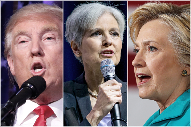 Donald Trump; Jill Stein; Hillary Clinton (Reuters/Carlo Allegri/AP/Erik Kabik/Carolyn Kaster)