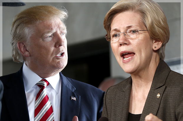 Donald Trump; Elizabeth Warren (AP/Gerald Herbert/Mary Altaffer/Photo montage by Salon)