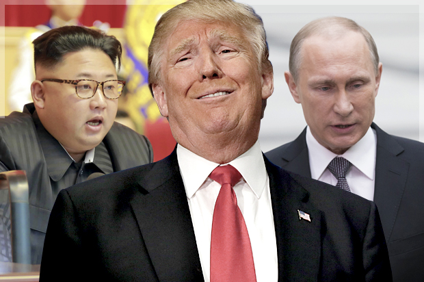 Kim Jong-un; Donald Trump; Vladimir Putin (AP/Reuters/LM Otero/Alexander Zemlianichenko/Photo montage by Salon)