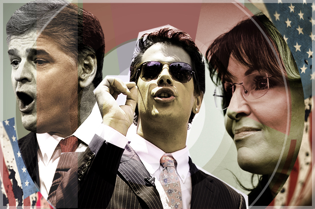 Sean Hannity, Milo Yiannopoulos and Sarah Palin feed the fire of Alt-Right politics (AP/Getty/Salon)