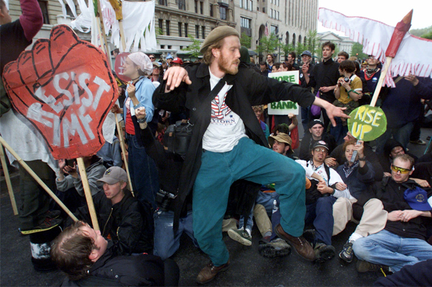 World finance protesters on April 16, 2000 (AP/Rick Bowmer)