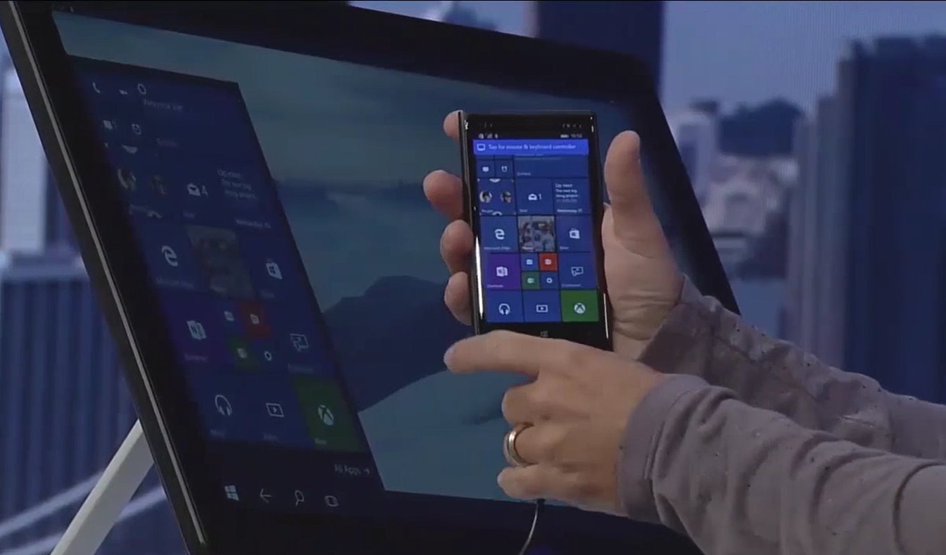 Microsoft's Continuum feature allows smartphones to power desktops and laptop computers. (Picasa)