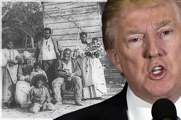 Donald Trump; Four generations of a slave family, Smith's Plantation, Beaufort, South Carolina, circa 1862. (Getty/Mandel Ngan/Wikemedia)