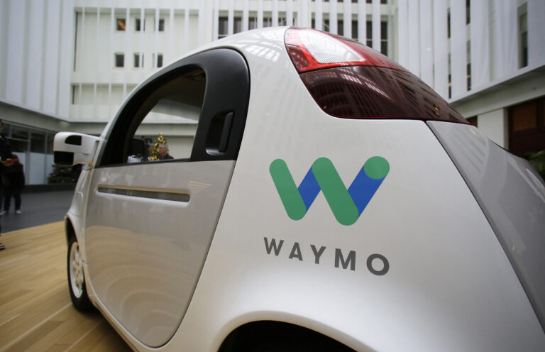 The Waymo driverless car is displayed during a Google event, Tuesday, Dec. 13, 2016, in San Francisco. (AP Photo/Eric Risberg)