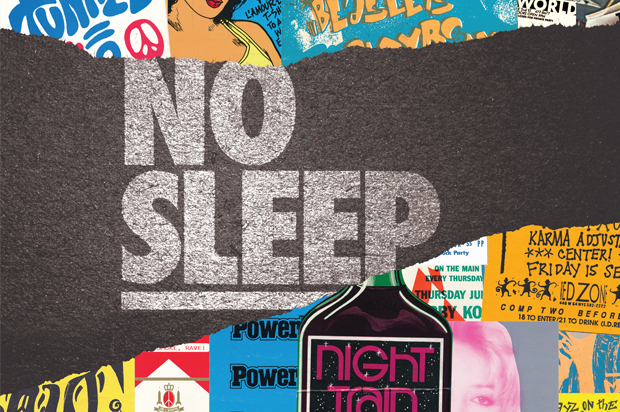 Cover detail of "No Sleep: NYC Nightlife Flyers 1988-1999"