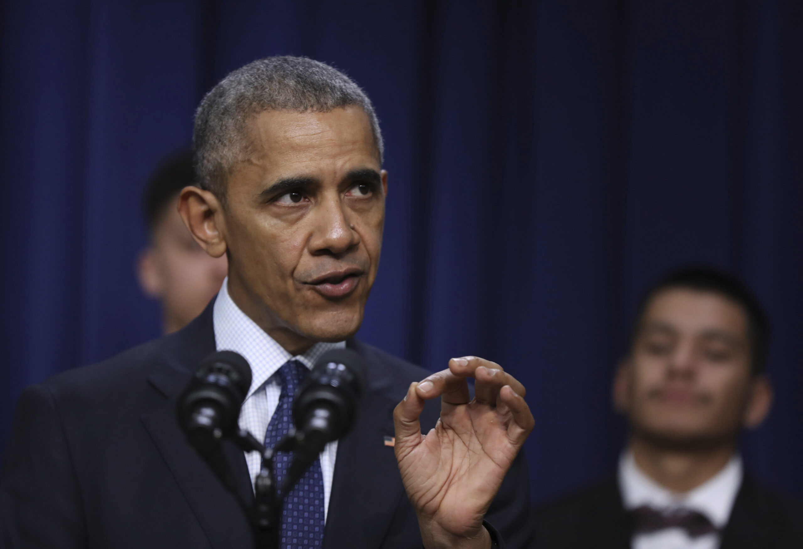 President Barack Obama speaks during a "My Brother's Keeper" summit in South Court Auditorium at the Eisenhower Executive Office Building on the White House complex in Washington. (AP)