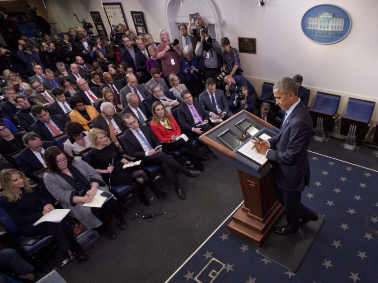 President Barack Obama pauses before speaking during news conference, Friday, Dec. 16, 2016, in the briefing room of the White House in Washington. (AP)