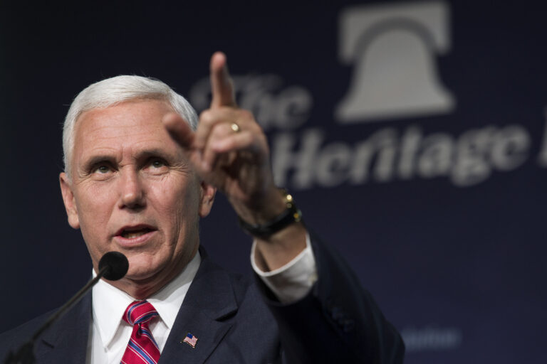 Vice President-elect Mike Pence addresses the Heritage Foundation's 2016 President's Club Meeting in Washington, Tuesday, Dec. 6, 2016. (AP Photo/Cliff Owen) (AP)