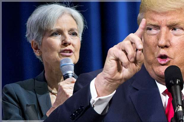 Jill Stein; Donald Trump (AP/Erik Kabik/Getty/Dominick Reuter/Photo montage by Salon)
