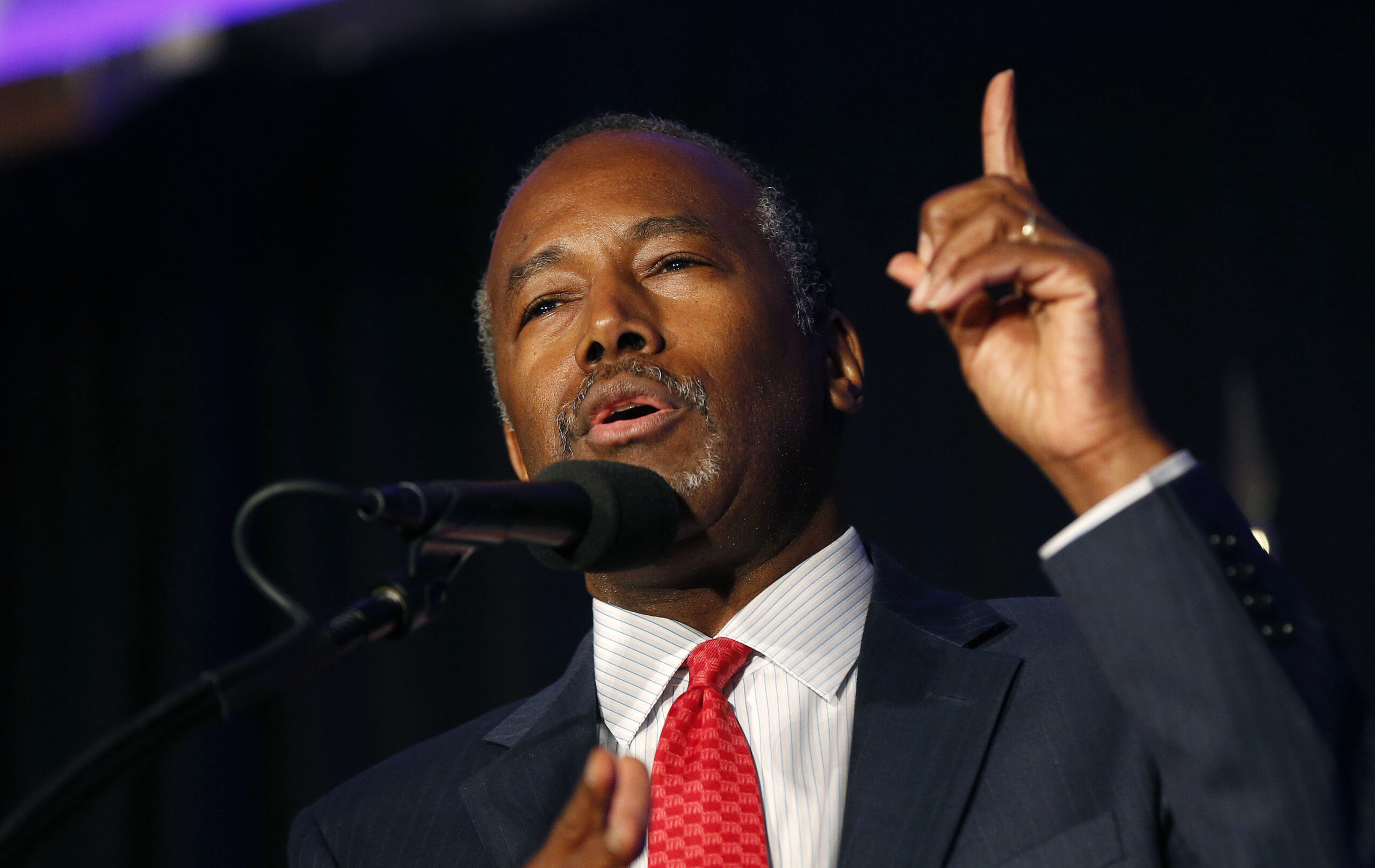 FILE - In this Aug. 25, 2016, file photo, former Republican presidential candidate Dr. Ben Carson speaks before Republican presidential candidate Donald Trump's arrival at a campaign rally in Manchester, N.H. President-elect Donald Trump chose Carson to become secretary of the Department of Housing and Urban Development. Trump's decision, announced early Monday, Dec. 5, by his transition office at Trump Tower in New York, comes as the real estate mogul continues a series of interviews, meetings with aides and other sessions aimed at forming his administration. (AP Photo/Gerald Herbert, File) (AP)