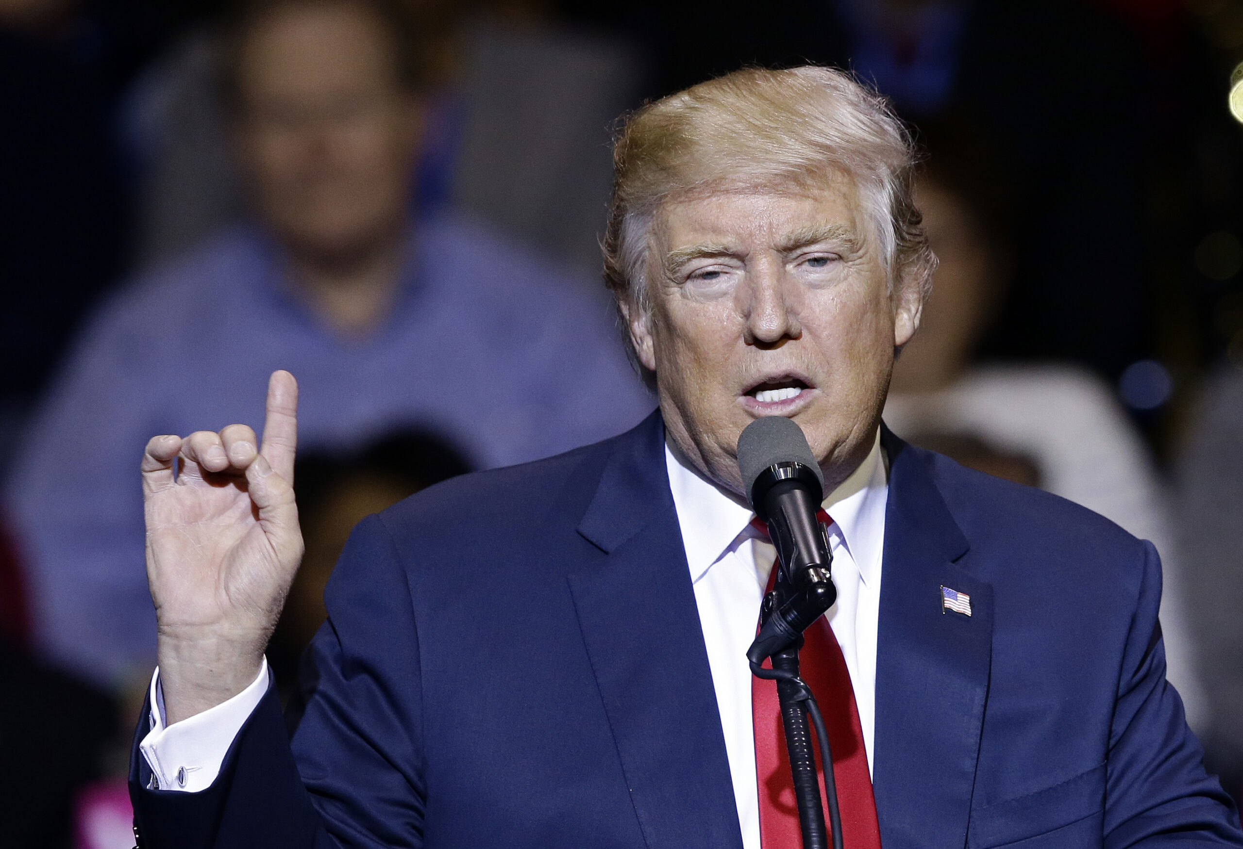 President-elect Donald Trump speaks to supporters during a rally in Fayetteville, N.C., Tuesday, Dec. 6, 2016. (AP Photo/Gerry Broome) (AP)
