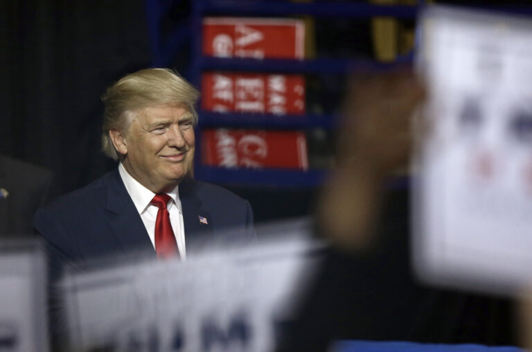 President-elect Donald Trump is introduced during a rally in Fayetteville, N.C., Tuesday, Dec. 6, 2016. (AP Photo/Gerry Broome) (AP)