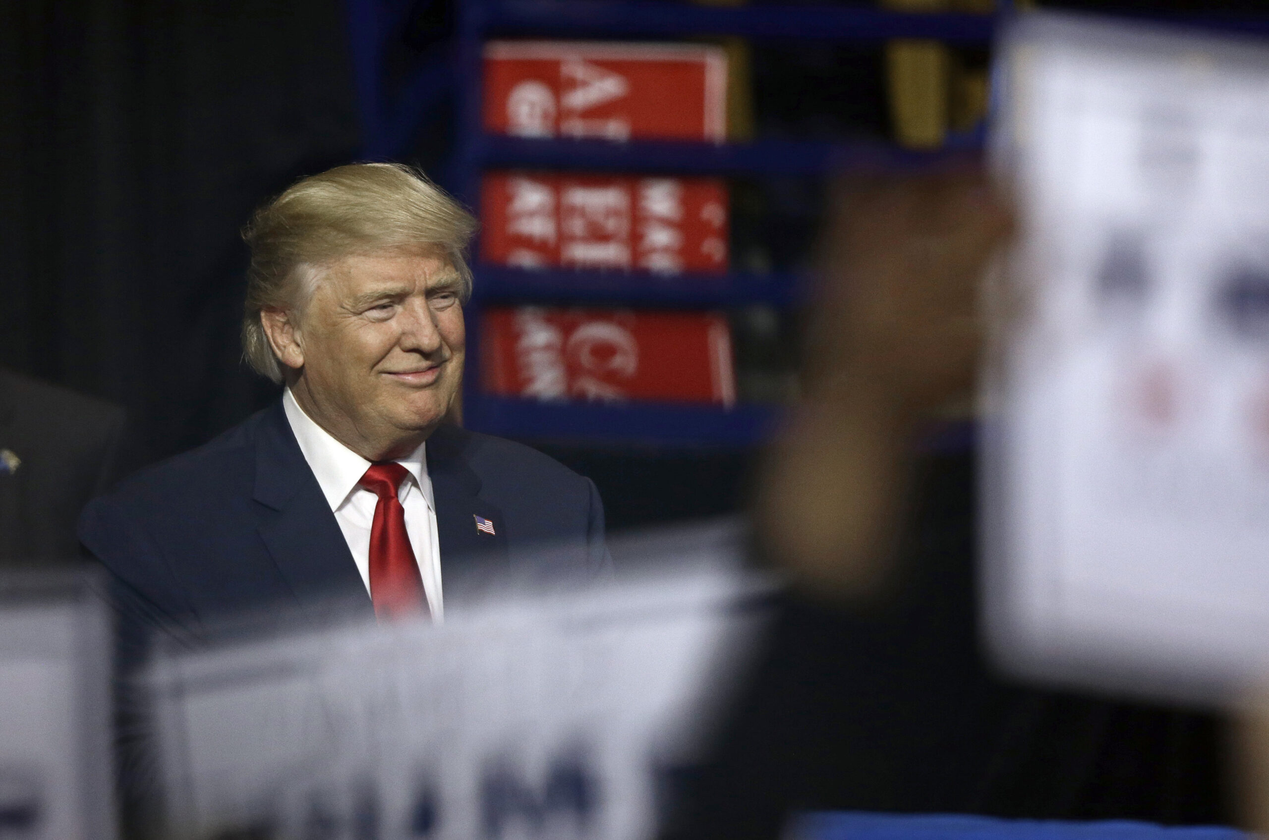President-elect Donald Trump is introduced during a rally in Fayetteville, N.C., Tuesday, Dec. 6, 2016. (AP Photo/Gerry Broome) (AP)