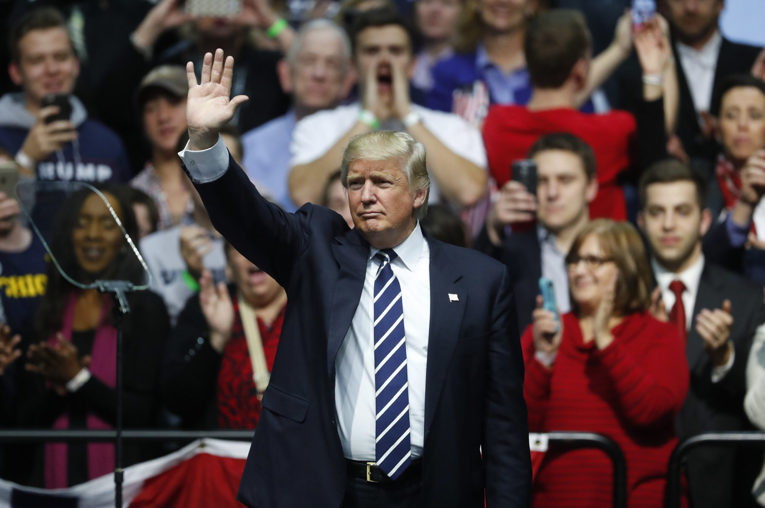 President-elect Donald Trump waves to supporters during a rally in Grand Rapids, Mich., Friday, Dec. 9, 2016. (AP)