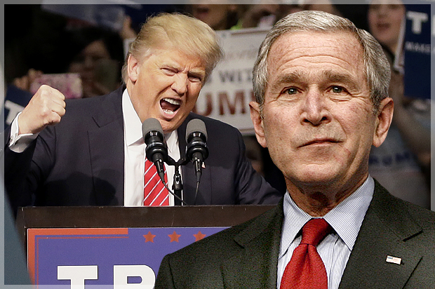 Donald Trump; George W. Bush (AP/Carlos Osorio/Jason Reed/Photo montage by Salon)