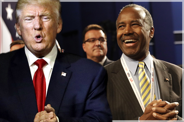 Dr. Ben Carson, center, waits for the the third debate between Democratic presidential nominee Hillary Clinton and Republican presidential nominee Donald Trump during the third presidential at UNLV in Las Vegas, Wednesday, Oct. 19, 2016. (AP Photo/Patrick Semansky) (AP/John Locher/Patrick Semansky)