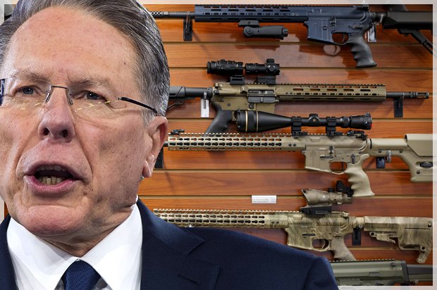 Wayne LaPierre, executive vice president of the NRA (Getty/Saul Loeb/Reuters/Mike Blake/Photo montage by Salon)