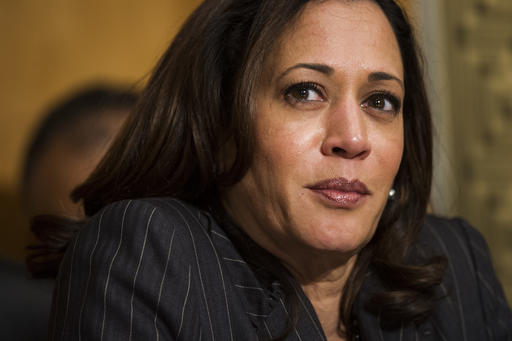 Sen. Kamala Harris, D-Calif., listens as Retired Marine Gen. John F. Kelly testifies during the Senate Homeland Security Committee hearing on his confirmation to be Secretary of Homeland Security on Capitol Hill in Washington, Tuesday, Jan. 10, 2017. (AP Photo/Cliff Owen) (AP)