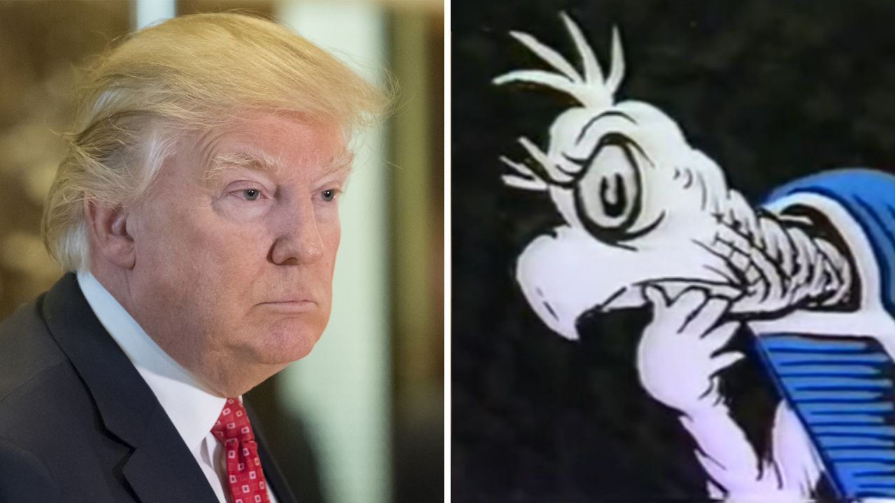 Trump the President-elect and Yertle the Turtle. (Left: Albin Lohr-Jones/Pool via Bloomberg; Right: Still from Yertle the Turtle/YouTube)