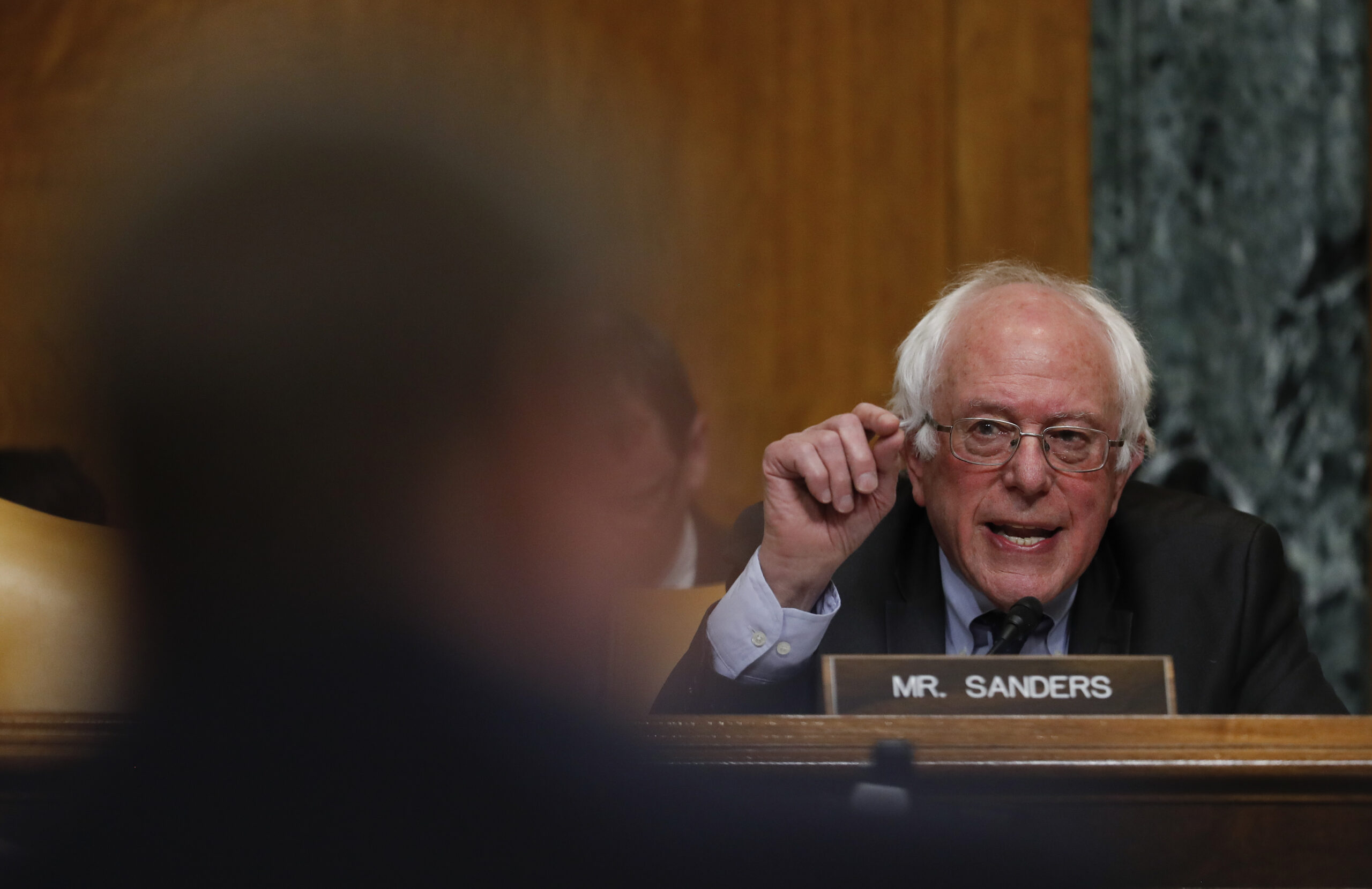 Sen. Bernie Sanders, I-Vt., ranking member of the Senate Budget Committee, questions Budget Director-designate Rep. Mick Mulvaney, R-S.C., during his confirmation hearing on Capitol Hill in Washington, Tuesday, Jan. 24, 2017. (AP Photo/Carolyn Kaster) (AP Photo/Carolyn Kaster)