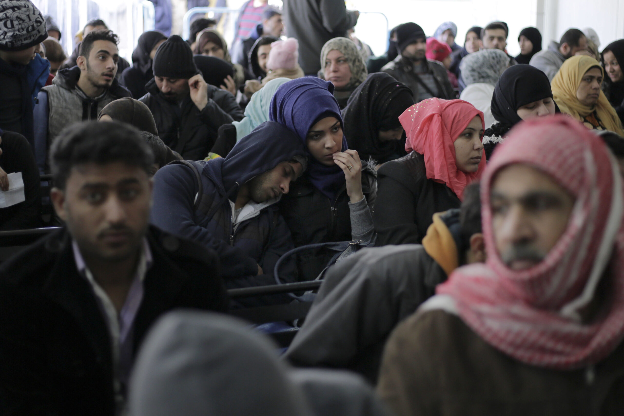 Hundred of Syrian families wait to register at the United Nations High Commissioner for Refugees (UNHCR) headquarters, in Beirut, Lebanon, Monday, Jan. 30, 2017. By executive order, U.S. President Donald Trump imposed a 90-day ban, Friday, that affects travel to the U.S. by citizens of Iraq, Syria, Iran, Sudan, Libya, Somalia and Yemen and puts an indefinite hold on a program resettling Syrian refugees. (AP Photo/Hassan Ammar) (AP)
