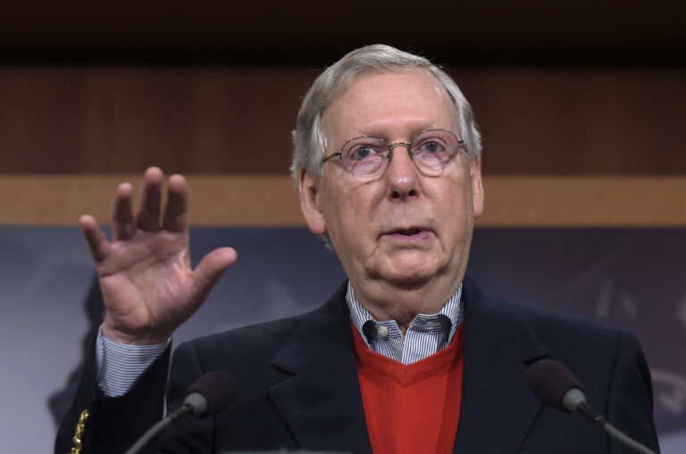 FILE - In this Dec. 12, 2016, file photo, Senate Majority Leader Mitch McConnell of Ky., speaks during a news conference on Capitol Hill in Washington. The government's ethics office says several of President-elect Donald Trump's Cabinet choices have not completed a review to avoid conflicts of interest even as Senate Republicans move rapidly to hold at least nine confirmation hearings next week. In a letter to Senate leaders, Walter Shaub, the director of the Office of Government Ethics, described the current status of several nominees, many of whom are billionaires and millionaires, in the ethics process and expressed concern about the lack of ethics reviews just days from committee hearings. (AP Photo/Susan Walsh, File) (AP)