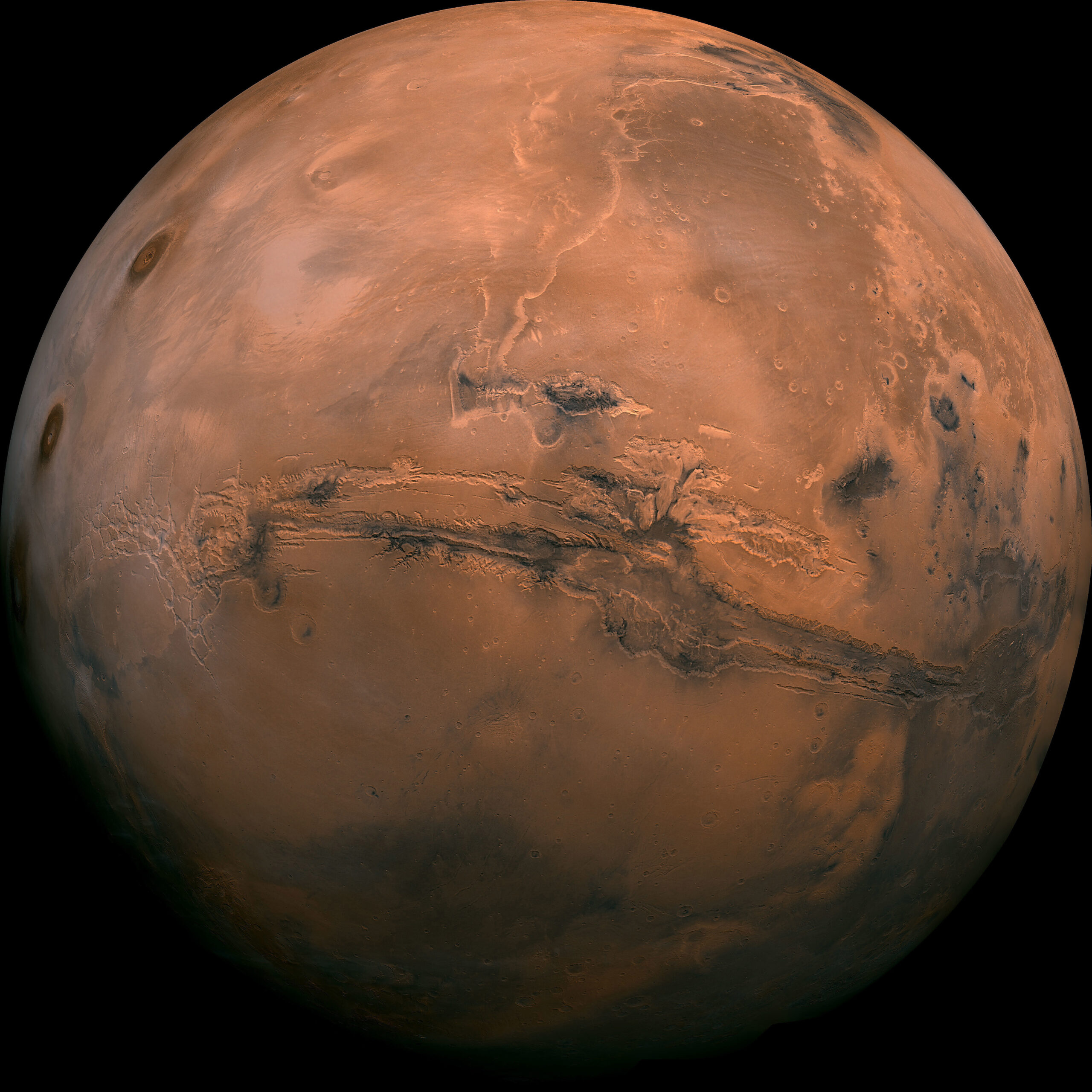This image provided by NASA shows the planet Mars. A group of NASA-funded researchers are entering an isolated geodesic dome perched on a remote Hawaii volcano to study human behavior for future long-term space exploration, including future trips to Mars. The six crew members entered a dome structure on the Big Island's Mauna Loa Thursday, Jan. 19, 2017, and will spend eight months together in the research facility without physical contact with any other human beings. (NASA via AP) (AP)