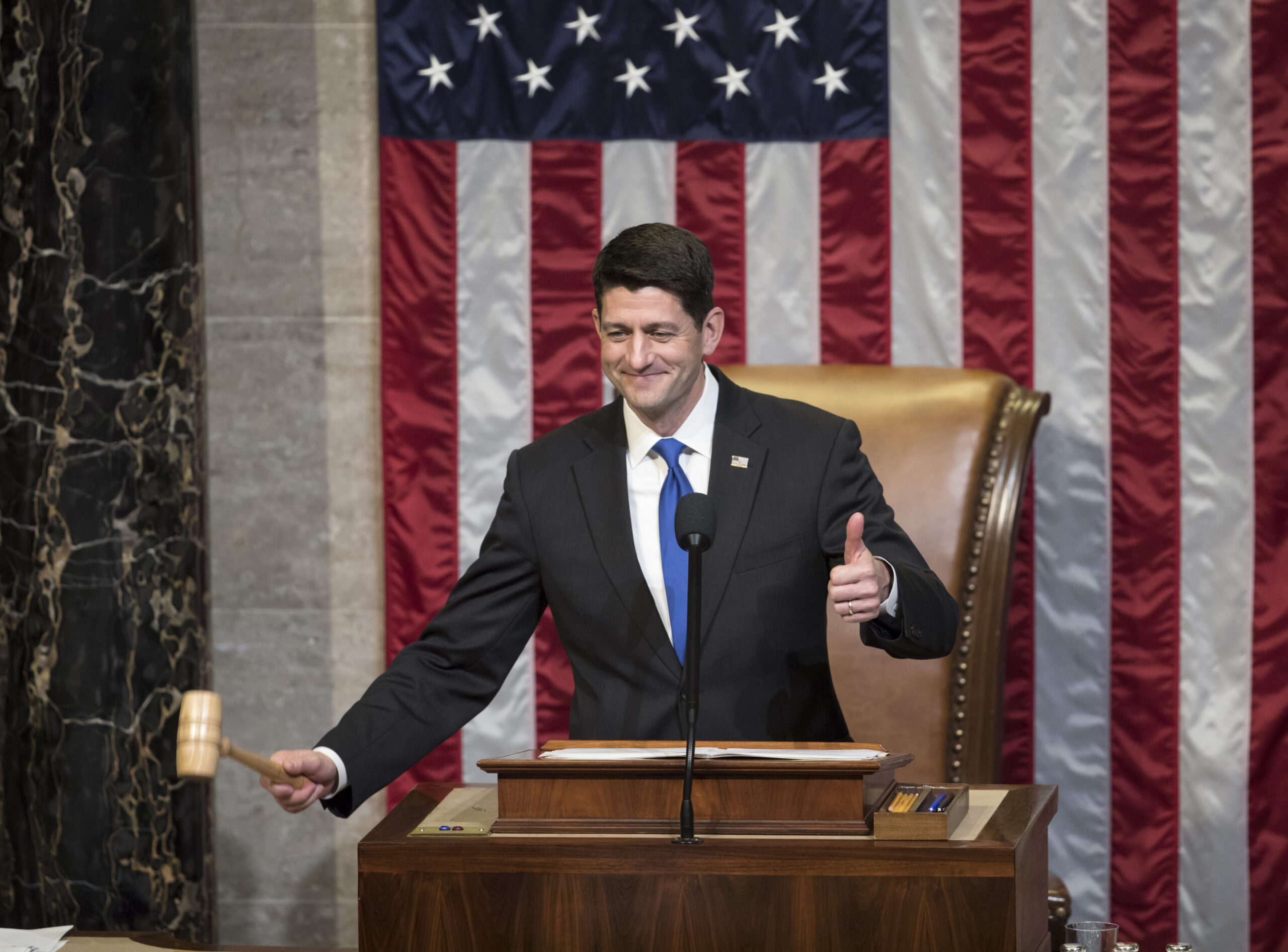 House Speaker Paul Ryan of Wis. gavels in the members of the House of Representatives after administering the oath as the 115th Congress convenes on Capitol Hill in Washington, Tuesday, Jan. 3, 2017. (AP Photo/J. Scott Applewhite)