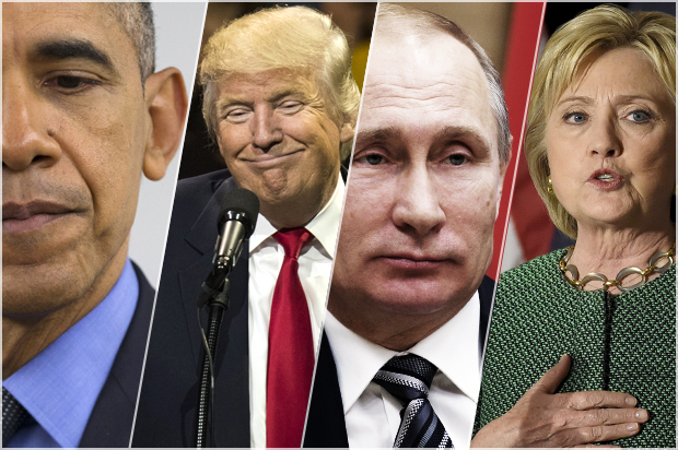 Barack Obama; Donald Trump; Vladimir Putin; Hillary Clinton (AP/Getty/Reuters/Evan Vucci/Ivan Sekretarev/Ty Wright/Rainier Ehrhardt)