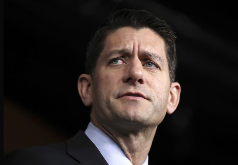 In this Jan. 5, 2017, photo, House Speaker Paul Ryan of Wis. listens during a news conference on Capitol Hill in Washington. As President-elect Donald Trump questions U.S. spy agency conclusions about Russia interfering in the 2016 presidential election and praises Russian President Vladimir Putin and appears to side with WikiLeaks founder Julian Assange, Ryan and other Republicans have Trump’s back and are much less eager to defend the U.S. intelligence community. (AP Photo/Manuel Balce Ceneta, File) (AP)