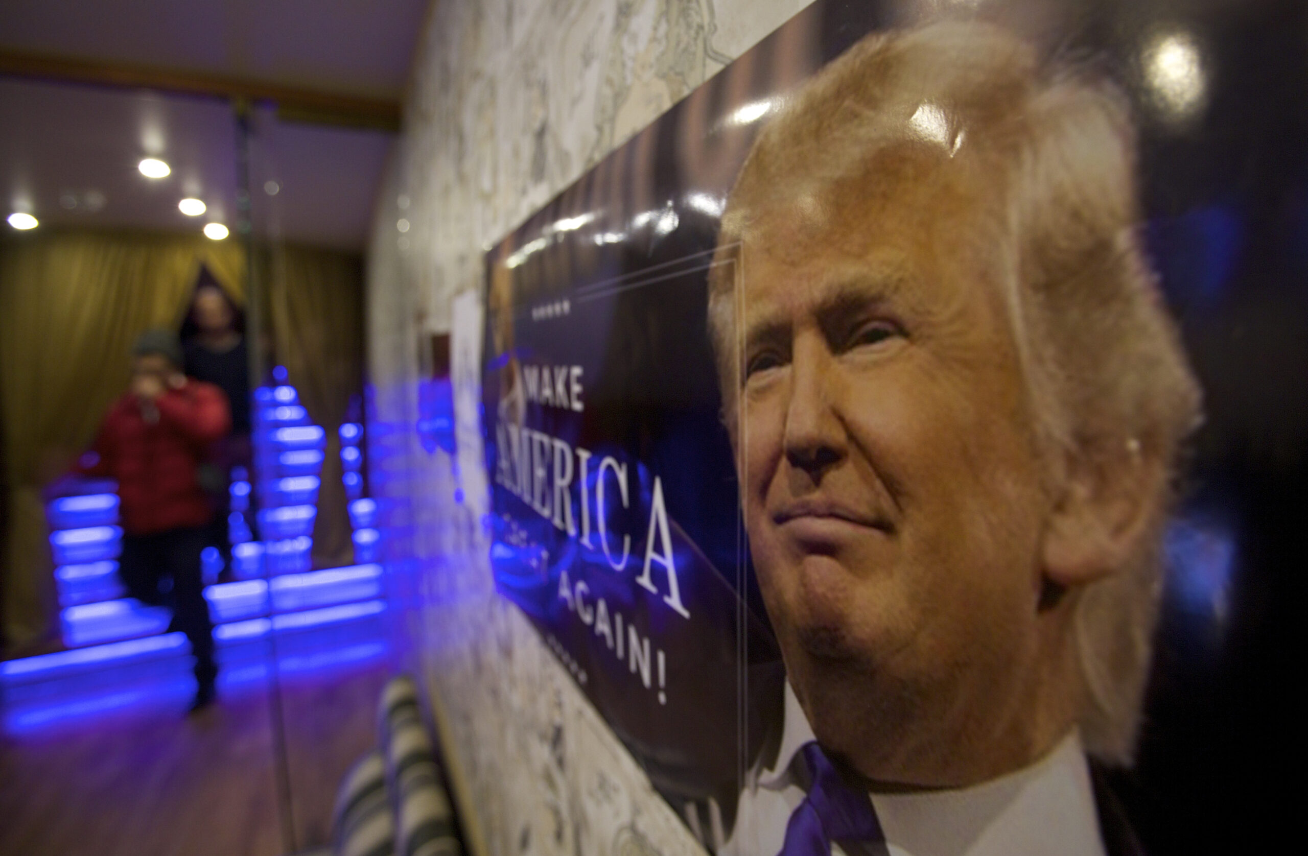 Visitors arrive for a party at a nightclub in Moscow, Russia, on Thursday, Jan. 19, 2017.  Twenty-four hours before Donald Trump is to be sworn in as president of the United States, people gathered at a Moscow nightclub to celebrate his inauguration.(AP Photo/Ivan Sekretarev) (AP)
