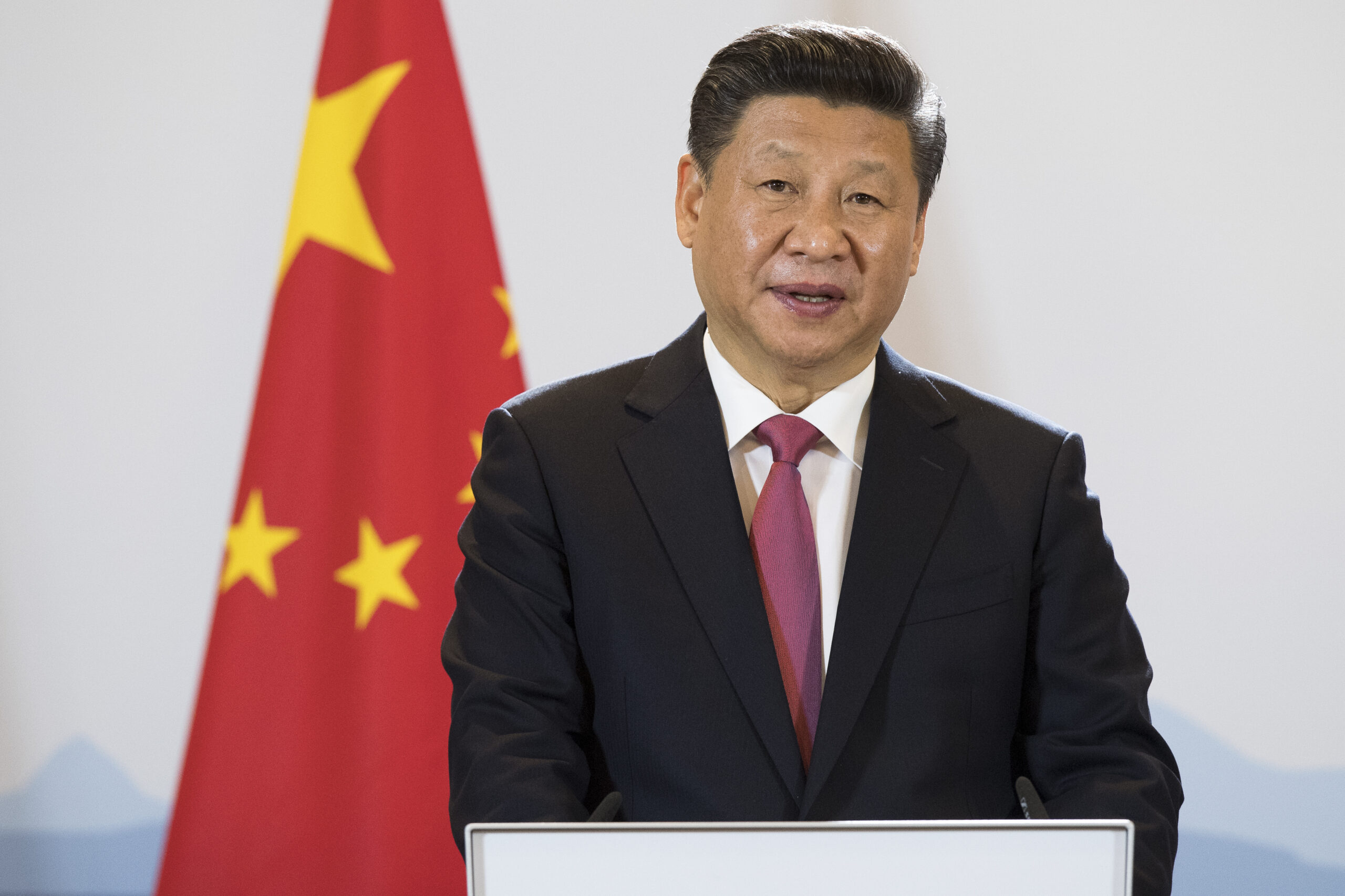 China's President Xi Jinping, speaks during a Press Statement in the Hotel Bellevue Palace during his visit to Switzerland, in Bern, Monday, Jan. 16, 2017.  (Anthony Anex/Keystone via AP) (AP)