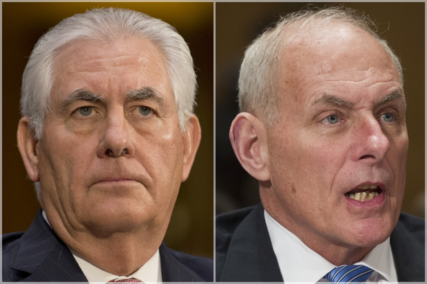 Rex Tillerson; John F. Kelly (AP/Patsy Lynch/Cliff Owen)