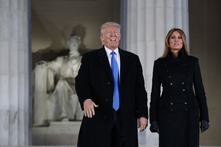 President-elect Donald Trump, left, and his wife Melania Trump arrive to the "Make America Great Again Welcome Concert" at the Lincoln Memorial, Thursday, Jan. 19, 2017, in Washington. (AP Photo/Evan Vucci) (AP)