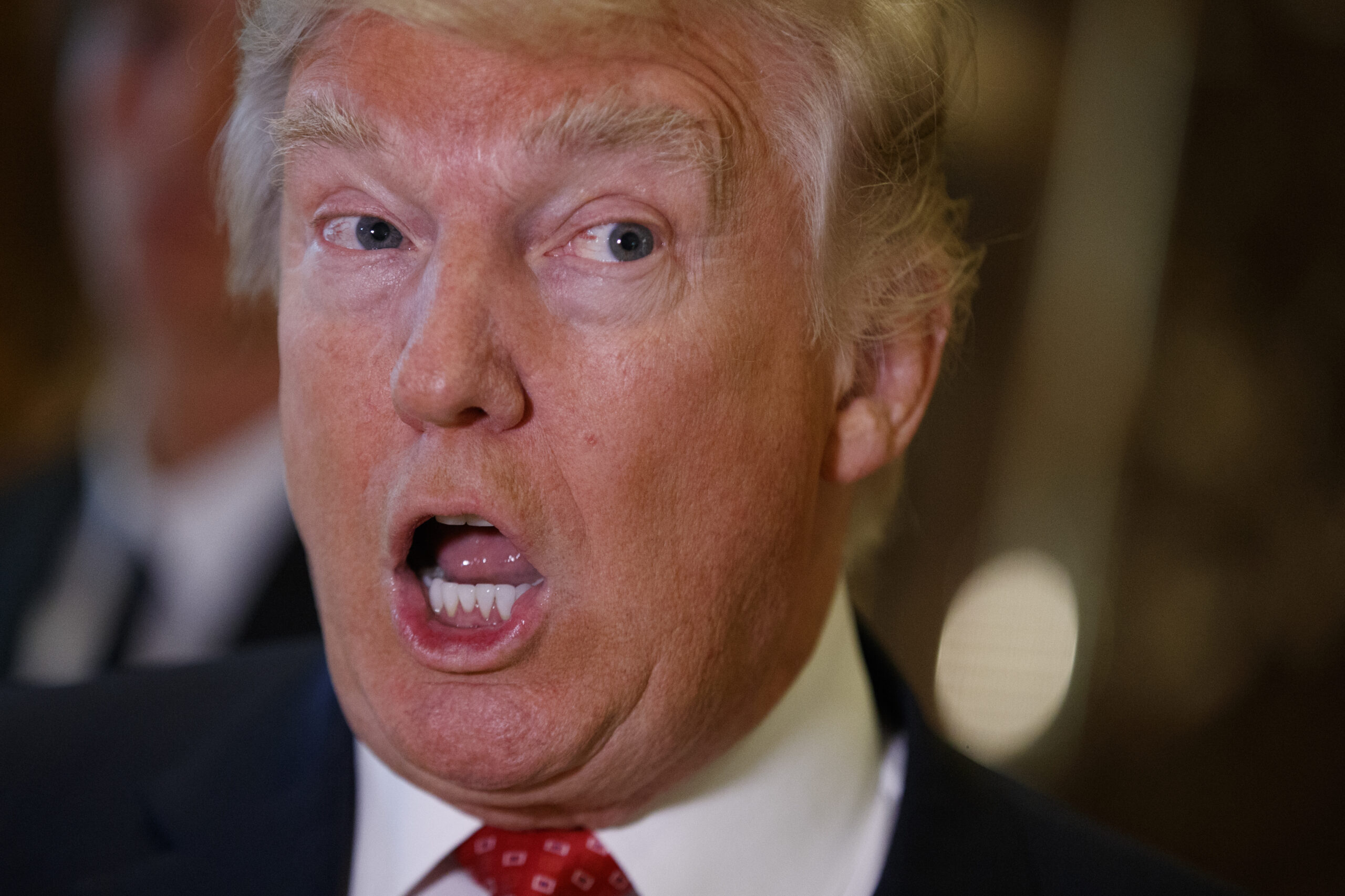 President-elect Donald Trump speaks with reporters after meeting French businessman Bernard Arnault at Trump Tower in New York, Monday, Jan. 9, 2017. (AP Photo/Evan Vucci) (AP)