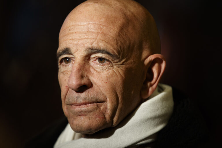 Tom Barrack, chairman of the inaugural committee, speaks with reporters in the lobby of Trump Tower in New York, Tuesday, Jan. 10, 2017, before meeting with President-elect Donald Trump. (AP Photo/Evan Vucci) (AP)