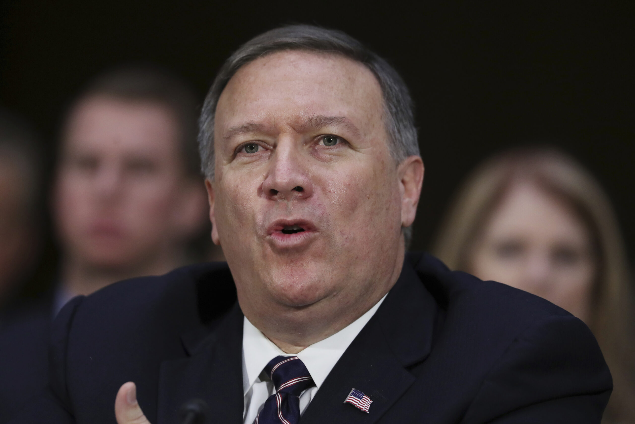 FILE - In this Jan. 12, 2017 file photo, CIA Director-designate Rep. Michael Pompeo, R-Kan. testifies on Capitol Hill in Washington at his confirmation hearing before the Senate Intelligence Committee. Some of President-elect Donald Trump’s most important Cabinet choices are at odds with him on matters that were dear to his heart as a campaigner and central to his promises to supporters. For the Pentagon, the CIA, the State Department and more, Trump has picked people who publicly disagree with him on some cornerstones of his agenda In confirmation hearings. (AP Photo/Manuel Balce Ceneta, File) (AP)