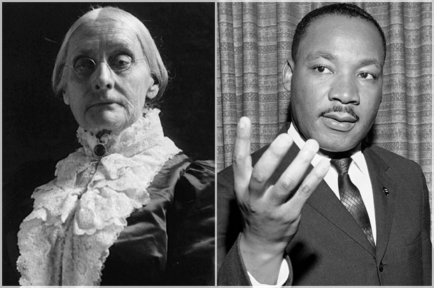 Susan B. Anthony; Dr. Martin Luther King Jr. (Wikimedia/AP)