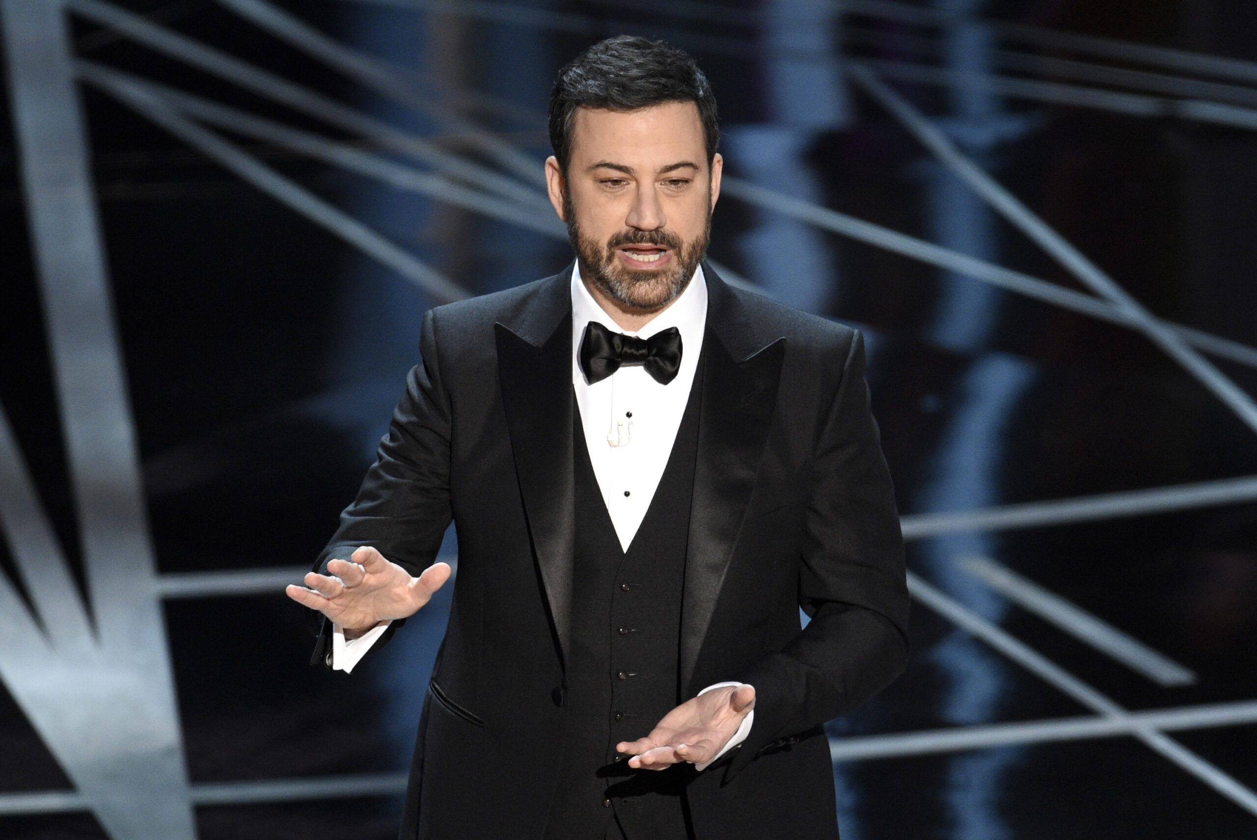 Host Jimmy Kimmel speaks at the Oscars on Sunday, Feb. 26, 2017, at the Dolby Theatre in Los Angeles. (Photo by Chris Pizzello/Invision/AP) (Chris Pizzello/invision/ap)