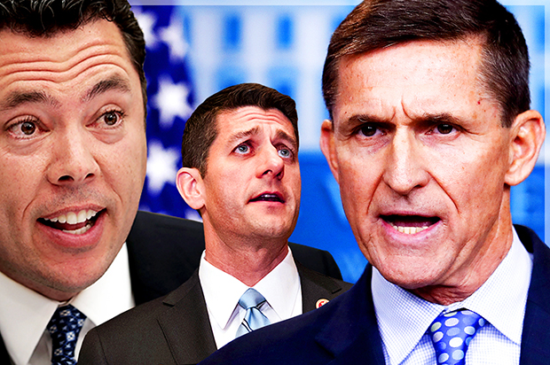 Jason Chaffetz; Paul Ryan; Michael Flynn (Getty/Chip Somodevilla/AP/J. Scott Applewhite/Carolyn Kaster/Photo montage by Salon)