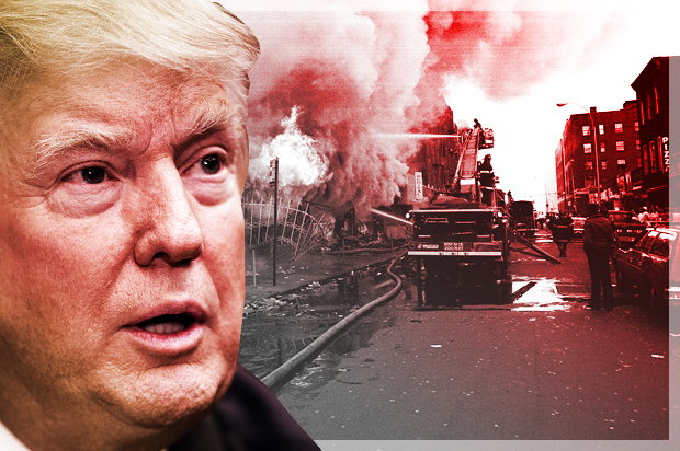 Donald Trump; Fire in The Bronx, July 14, 1977. (Getty/Nicholas Kamm/AP/Salon)