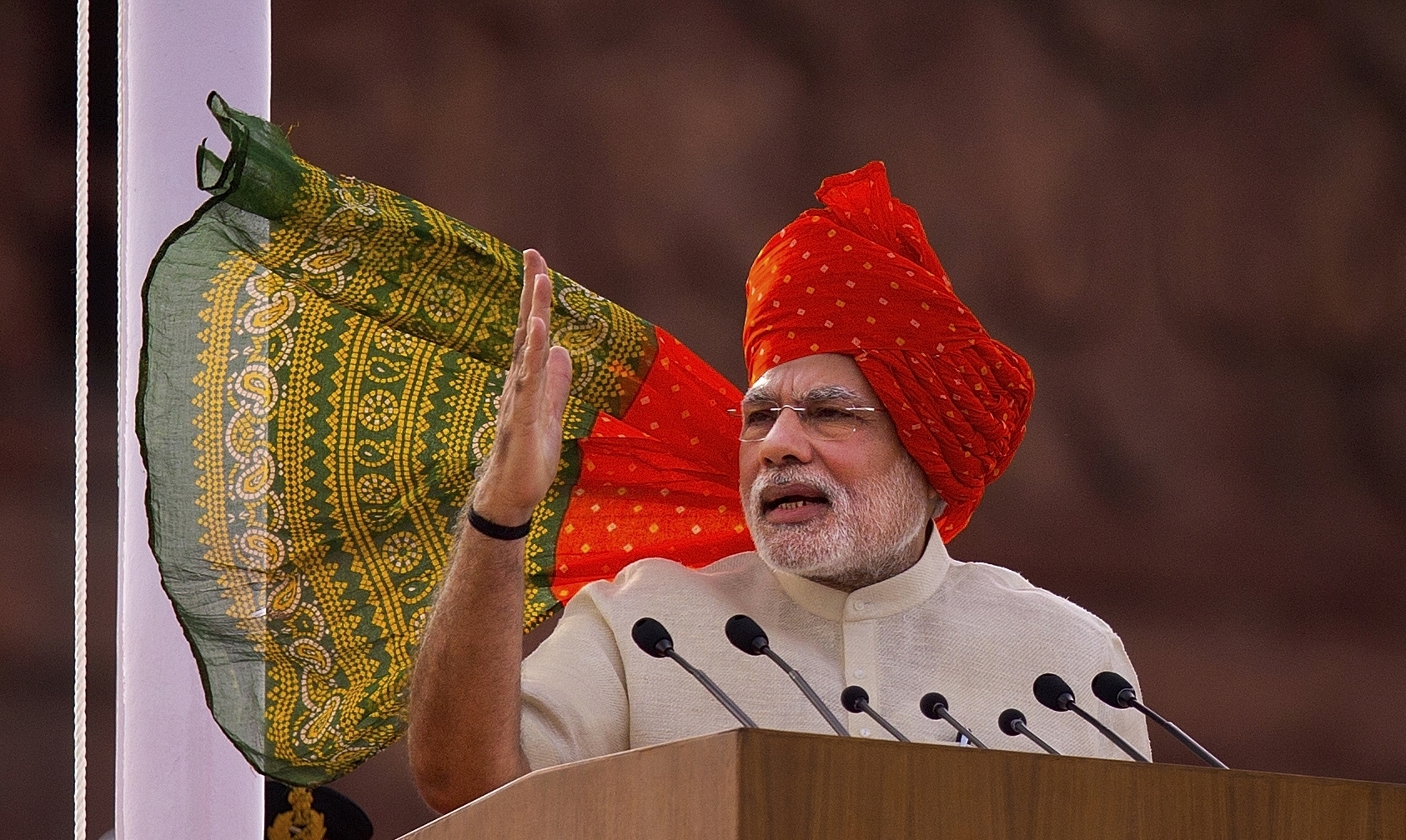 FILE - In this Aug. 15, 2014, file photo, Indian Prime Minister Narendra Modi addresses the nation on the country's Independence Day in New Delhi, India. (AP Photo/Saurabh Das, File) (AP)