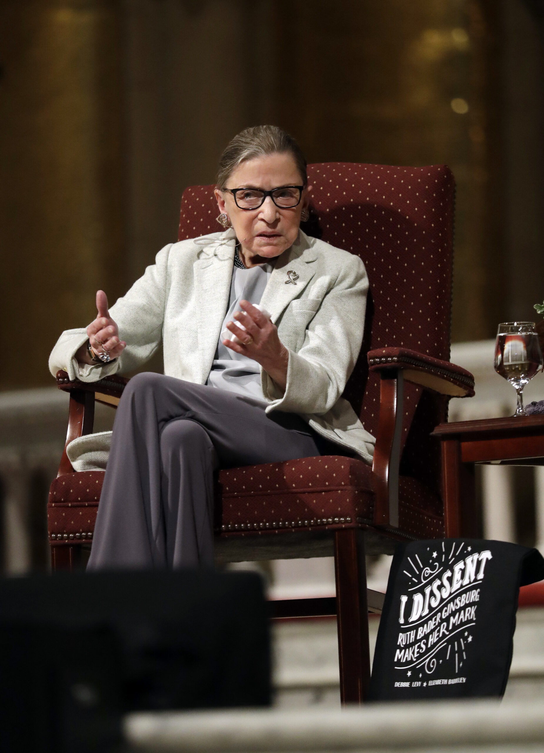 U.S. Supreme Court Justice Ruth Bader Ginsburg speaks during a visit to Stanford University, Monday, Feb. 6, 2017, in Stanford, Calif. (AP Photo/Marcio Jose Sanchez) (AP)